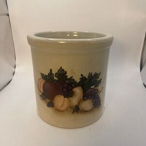 Vintage R.R.P. Co. Roseville Ohio‎ USA Hand Painted Crock Utensil Holder 2 Qt.